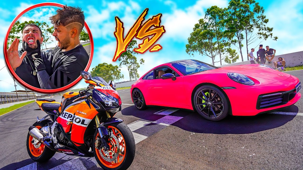 PRIMEIRO RACHA COM MINHA CBR 1000 REPSOL * ele foi confiante de mais com a Porsche  *