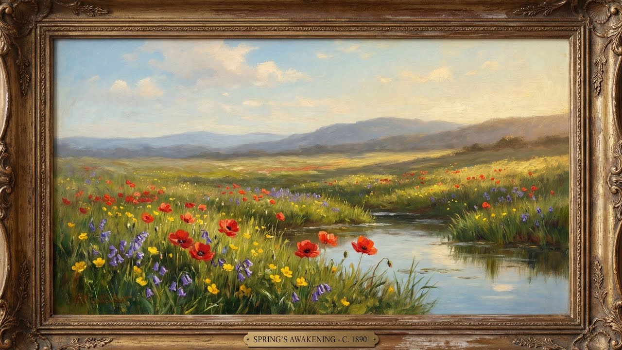 Vintage Landscape Painting | Gold Frame Oil Art Screensaver for TV Wallpaper #wallpaper