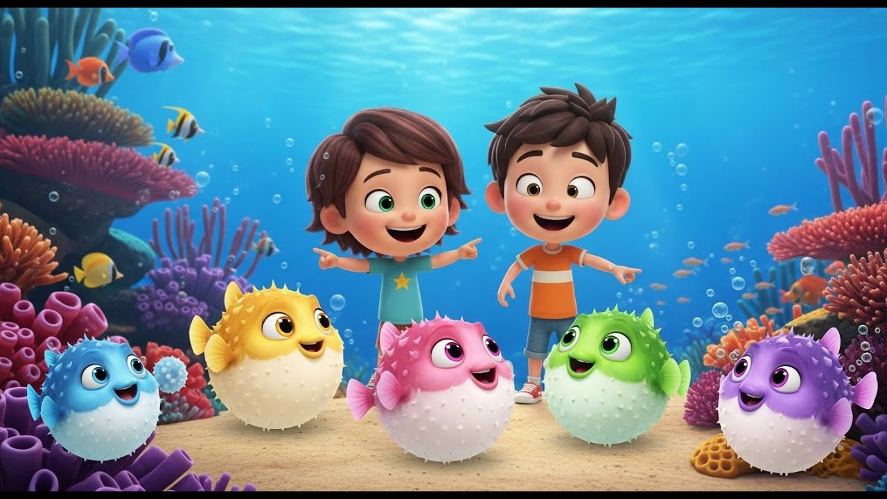 Five Little Pufferfish Puff Puff Puff | Nursery Rhymes for Kids & Baby Songs