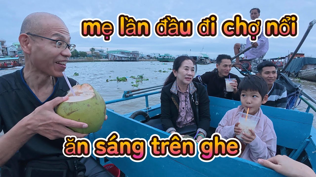 DẪN MẸ ĐI CHỢ NỔI CÁI RĂNG , BỮA SÁNG RỘN RÀNG TRÊN SÔNG 🇻🇳🇯🇵 gia đình Việt Nhật