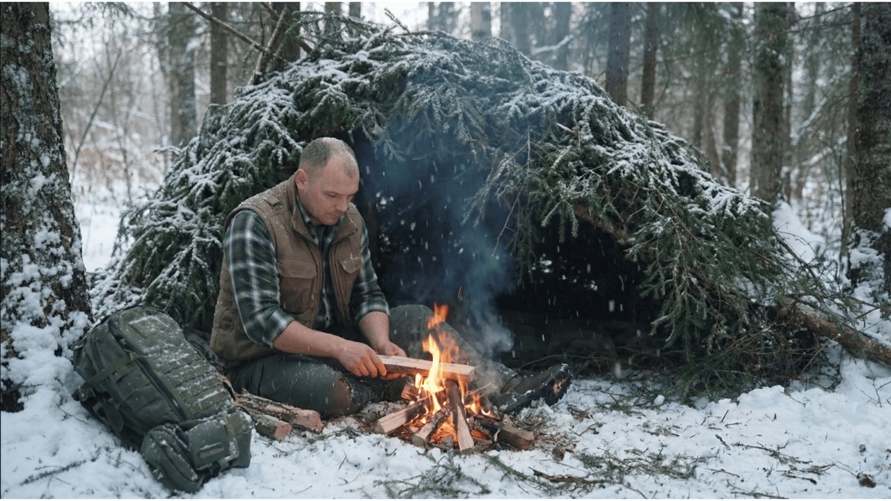 I had only a knife and a cup to survive in the winter forest