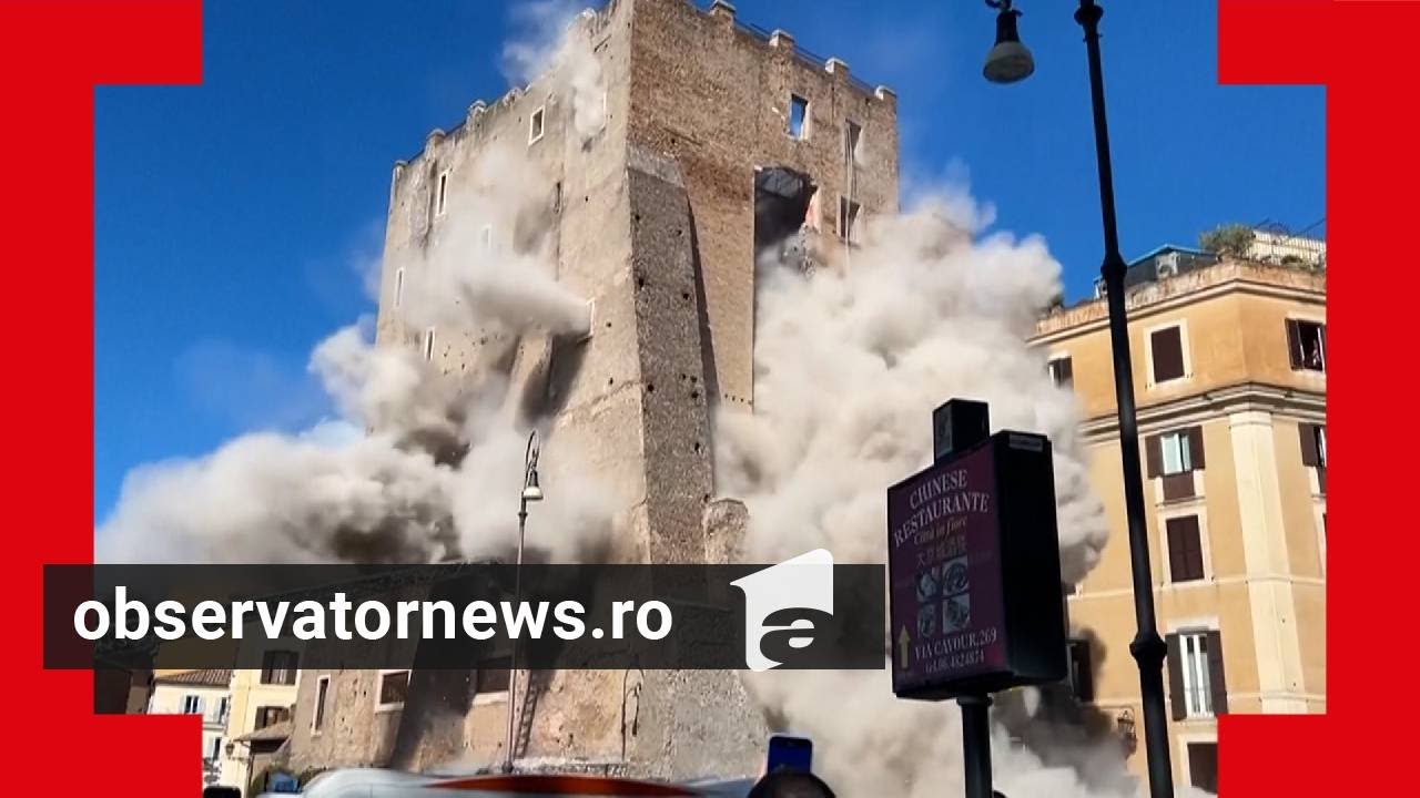 Muncitori români, prinşi sub Turnul Torre dei Conti, prăbuşit lângă Colosseum
