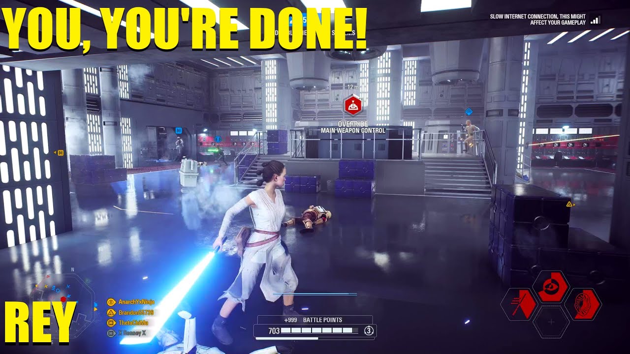 Some RARE Rey gameplay, her mindtrick is SOOOO OP! - Star Wars Battlefront 2