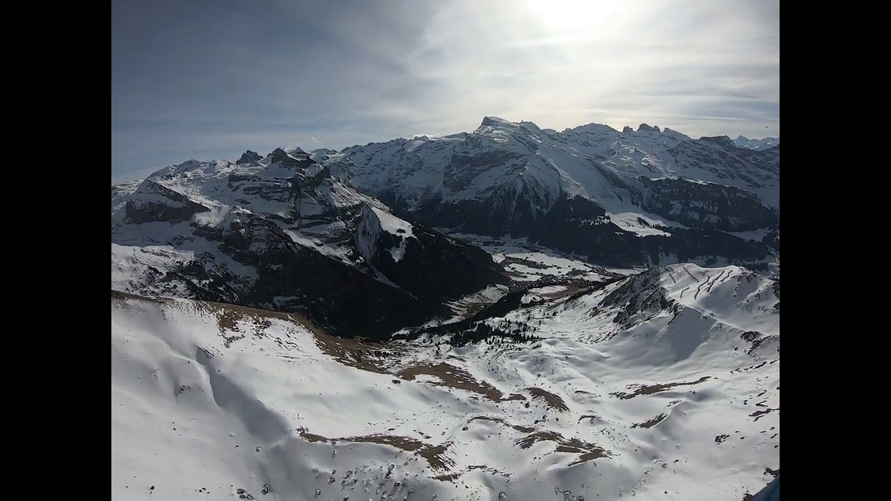 Paragliding Brunni Engelberg Swiss in Winter 