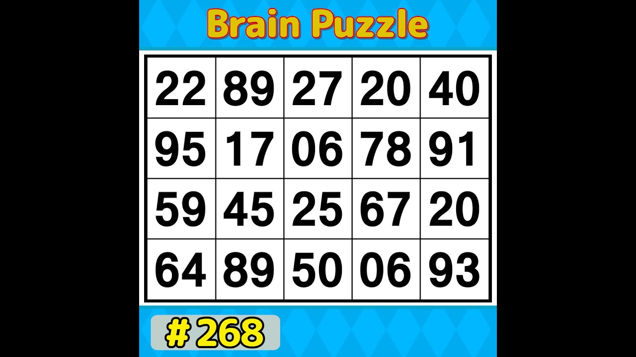 【Number Search】 Boost your concentration. 《Brain training》 #268