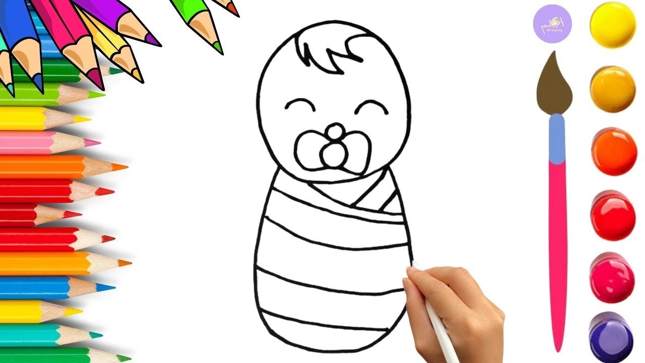 How To Draw cute Baby Drawing, Painting & Coloring For Kids and Toddlers_🌈🎨