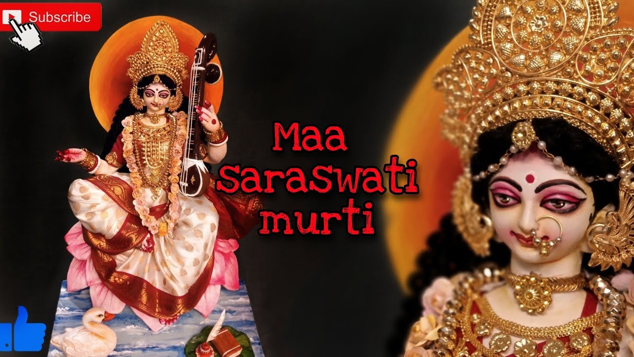 How to colour and decorated saraswati idol.saraswati murti making. saraswati thakur banano.shringar