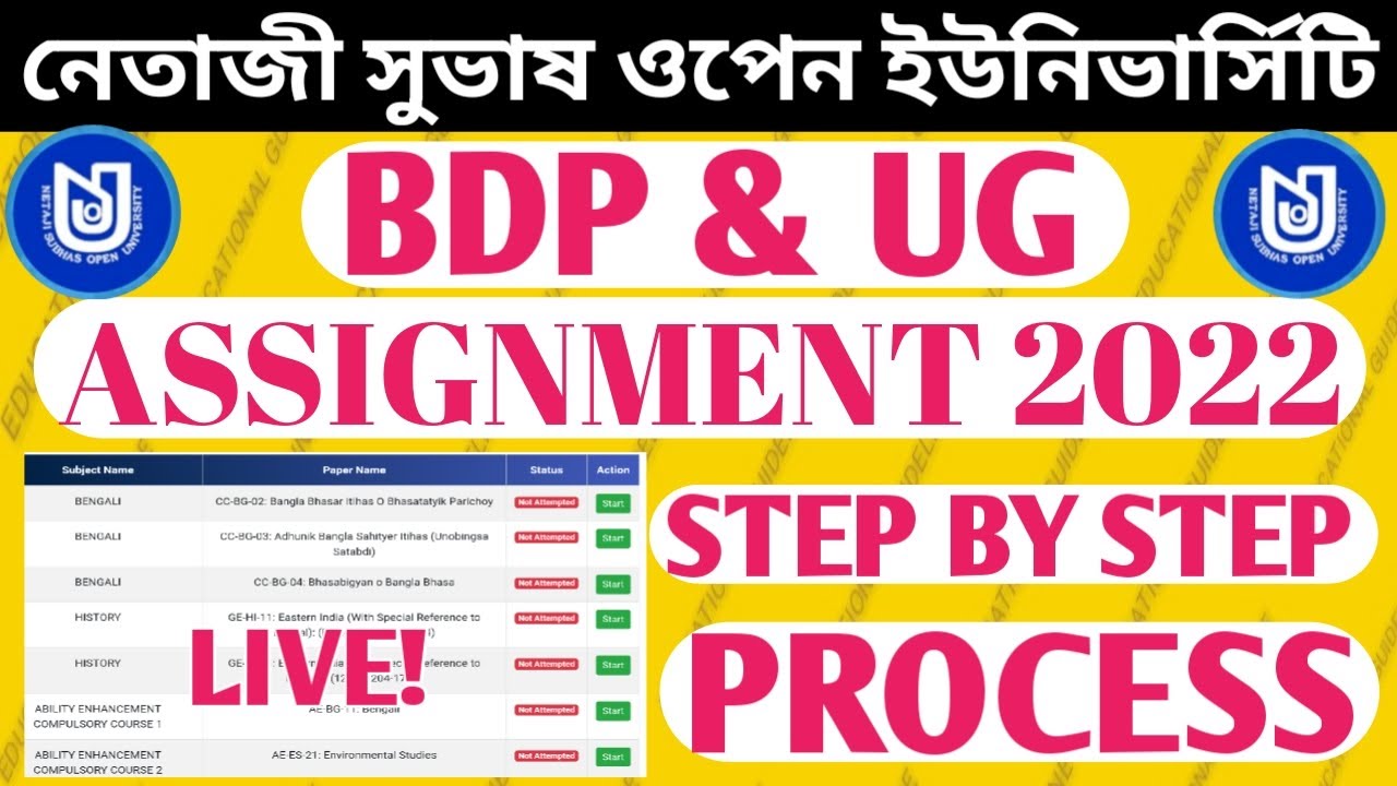 NSOU BDP & UG ASSIGNMENT 2022 STEP BY STEP PROCESS II ASSIGNMENT COMPLETE PROCESS