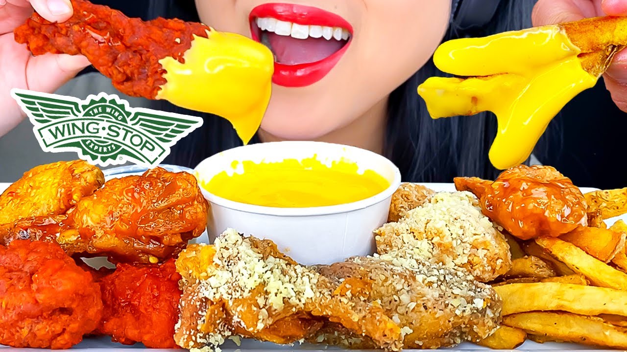 ASMR CHEESY FRIED CHICKEN TENDERS WINGSTOP MUKBANG | Eating Show | ASMR Phan