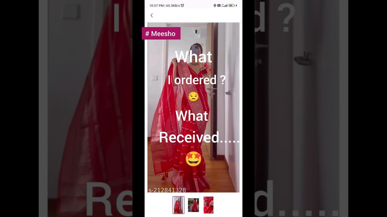 ₹900mein red organza saree for festive season special saree#shorts#ytshorts#trending #meesho#review