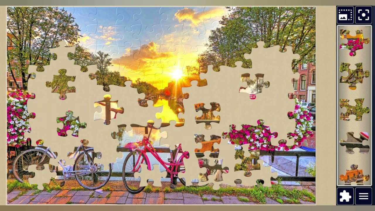The Netherlands,with Flowers and bicycles on the Bridge in Spring💐🚲//jigsaw puzzles Craft🧩🧩//