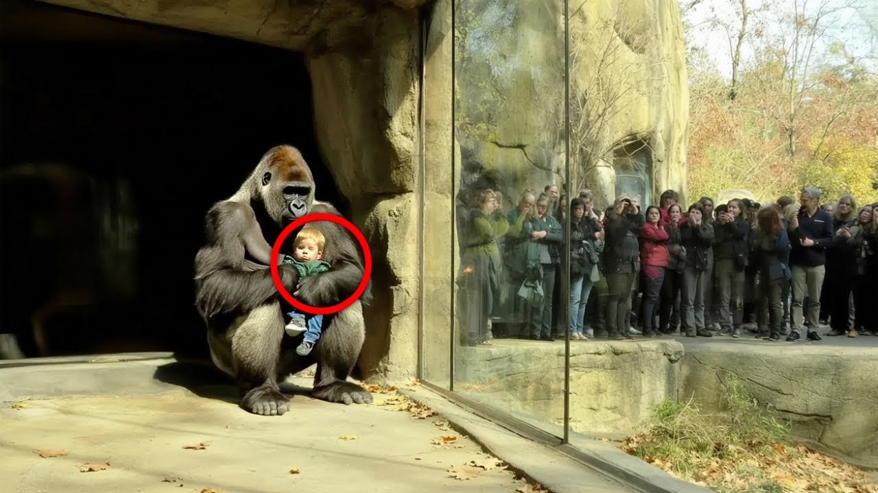 Gorilla lässt Kind nicht los, als Zoowärter kommen, ändert sich alles