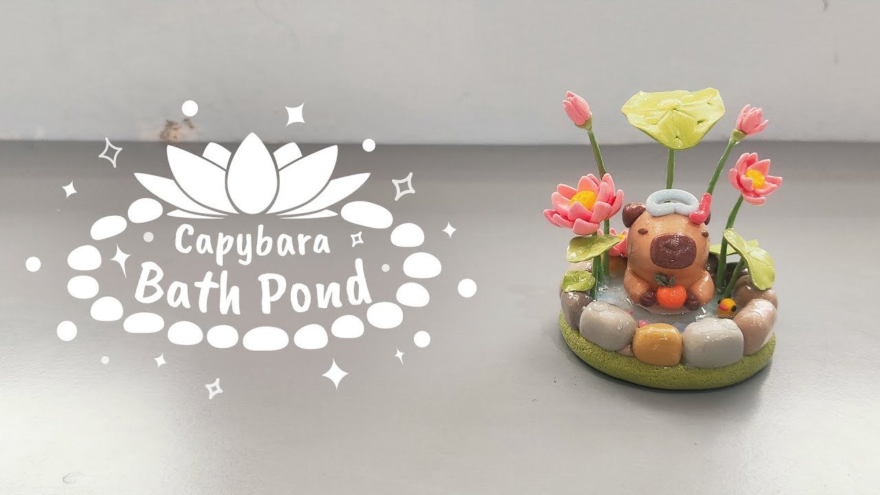Capybara Bath Pond | Making Capybara Clay Tutorial - Lotus Pond Clay Art - Capybara Clay Ideas