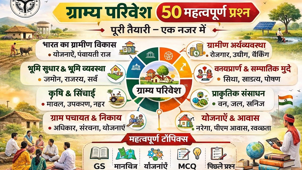 UP Government Schemes 2024-25 | लेखपाल Mains के Top 50 MCQs | सभी योजनाएँ One Shot
