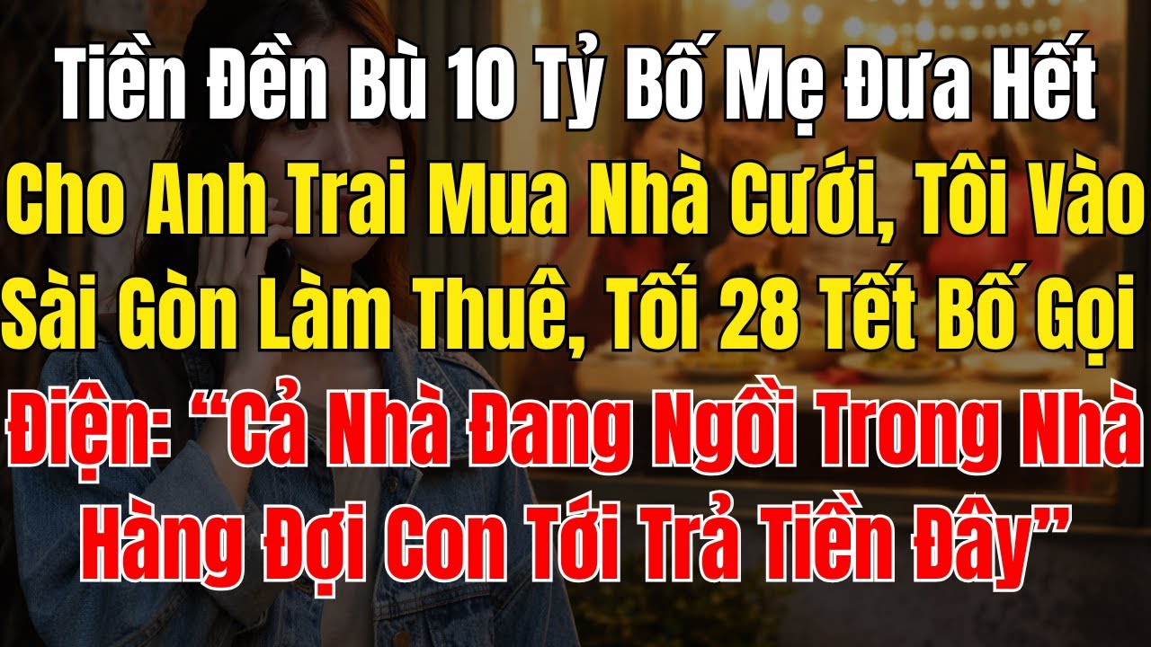 Tiền Đền Bù 10 Tỷ Bố Mẹ Đưa Hết Cho Anh Trai Mua Nhà Cưới, Tôi Vào Sài Gòn Làm Thuê, Tối 28 Tết Bố G