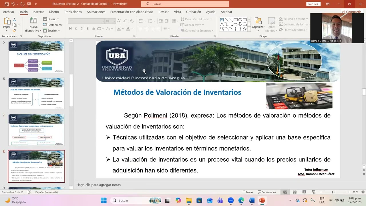 Encuentro síncrono 2 - Contabilidad de Costos II - Prof. Ramón Oscar Pérez
