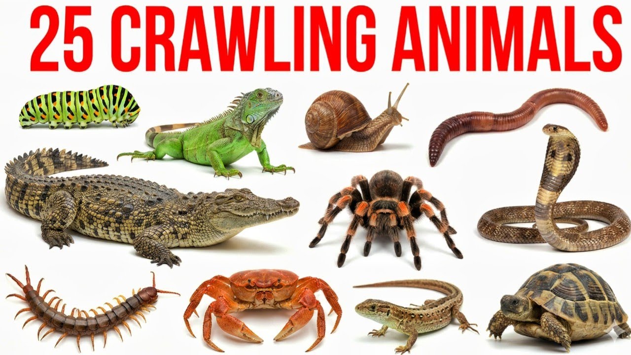 25 Crawling Animals Name English in Hindi | रेंगने वाले जानवरों के नाम | Crawling Animals for kids