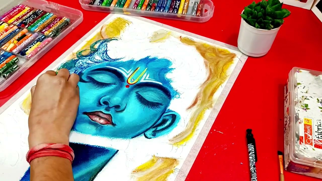 Inspired by #sanjuarts Krishna painting #artandcraft #art #paintingdrawing #diy #painting #artist 