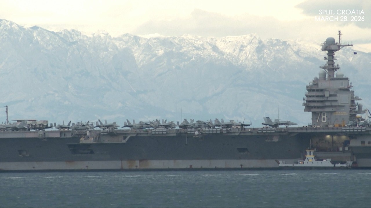USS Gerald Ford, returning from Iran War deployment, anchors in Croatia