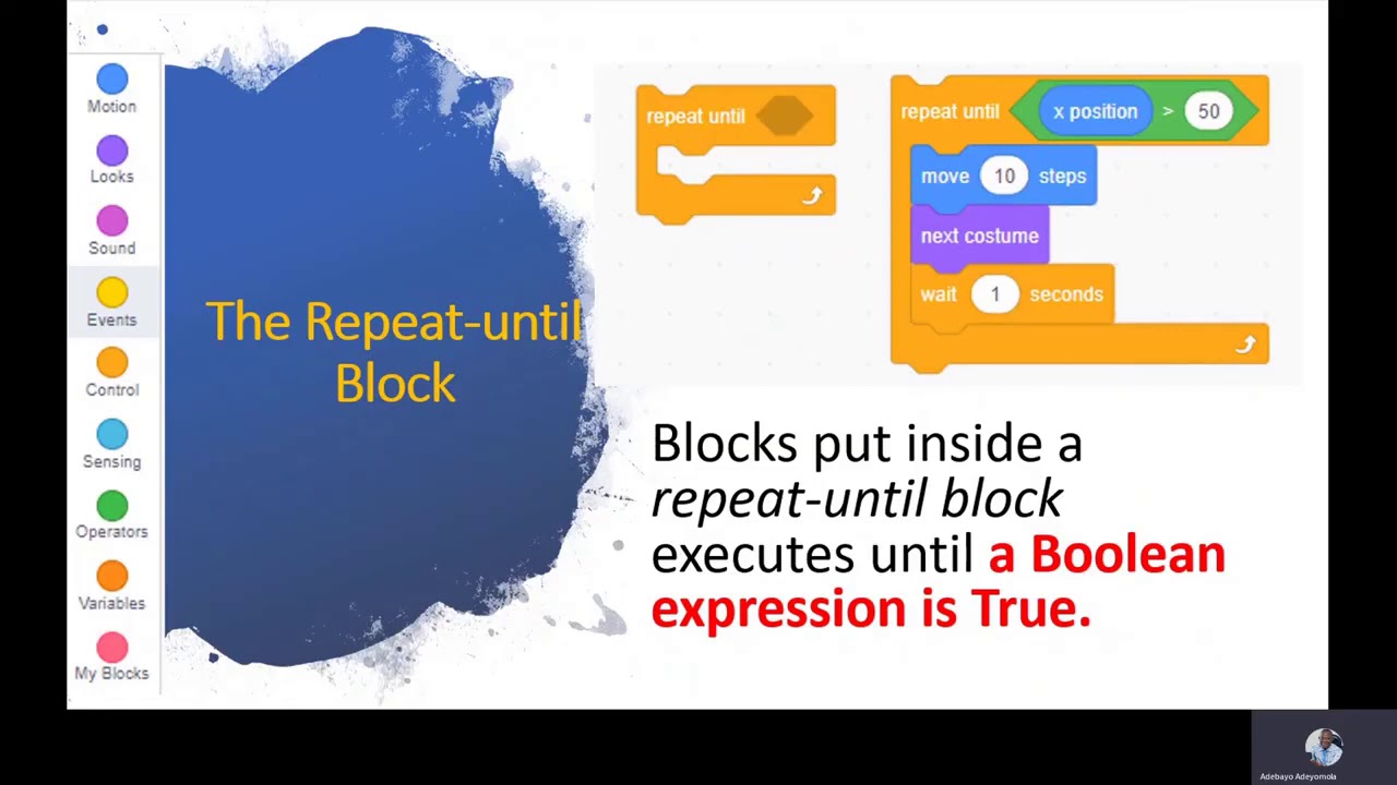 Events and Loops  Important Blocks in Scratch no restrictions