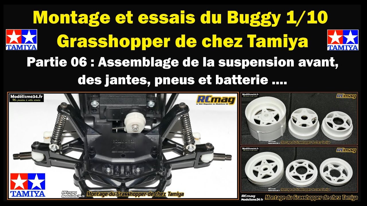 Montage et essais du buggy Grasshopper de chez Tamiya - Partie 06 suspension avant, jantes et pneus