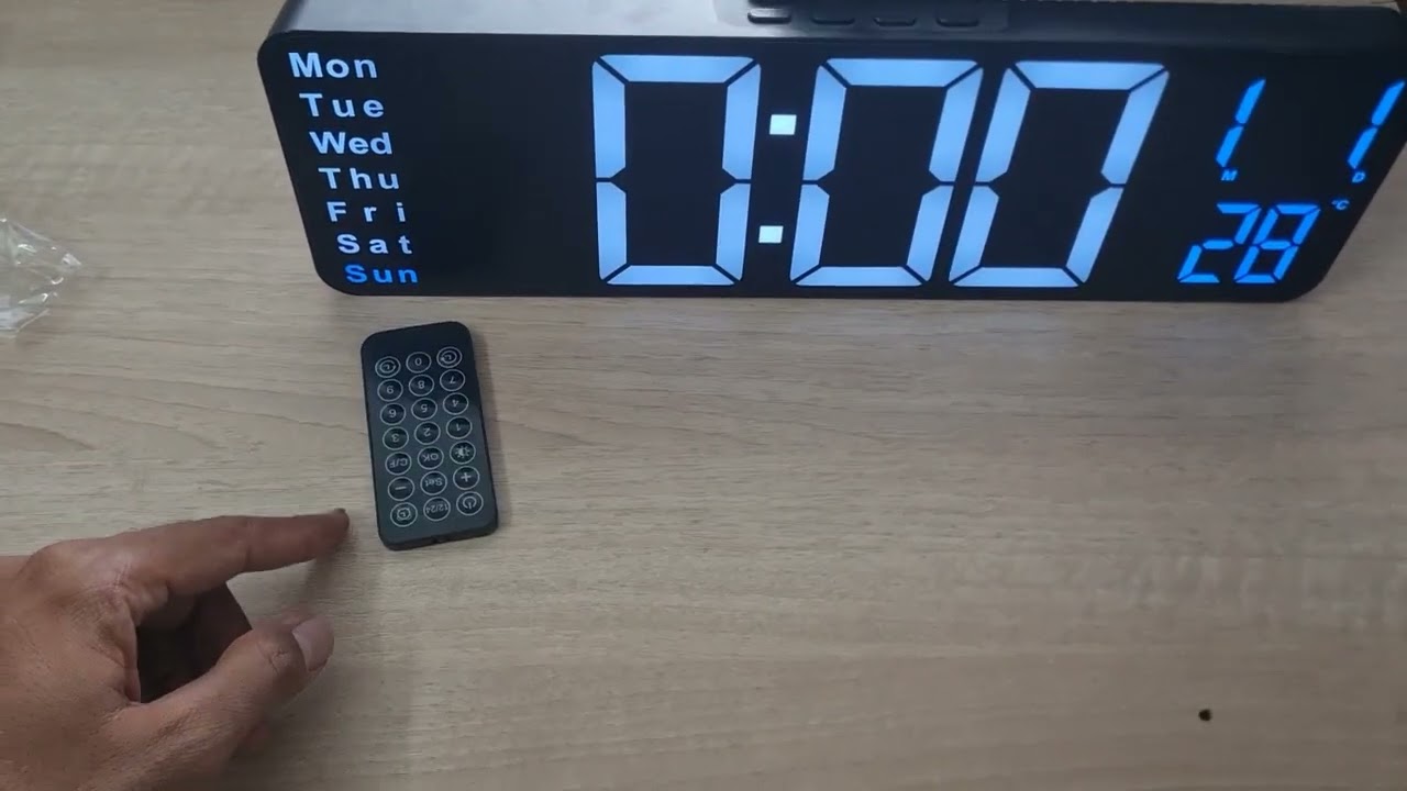 16.2 Inch Digital Wall Alarm Clock Large LEDDisplay Remote Auto Dimmer Date Week Temp, Remot setting