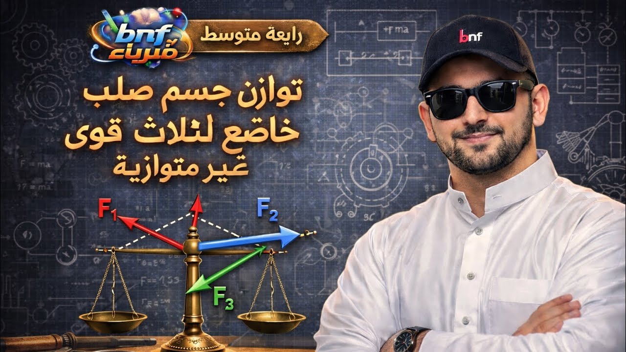 توازن جسم صلب خاضع لثلاث قوى غير متوازية (رابعة متوسط)