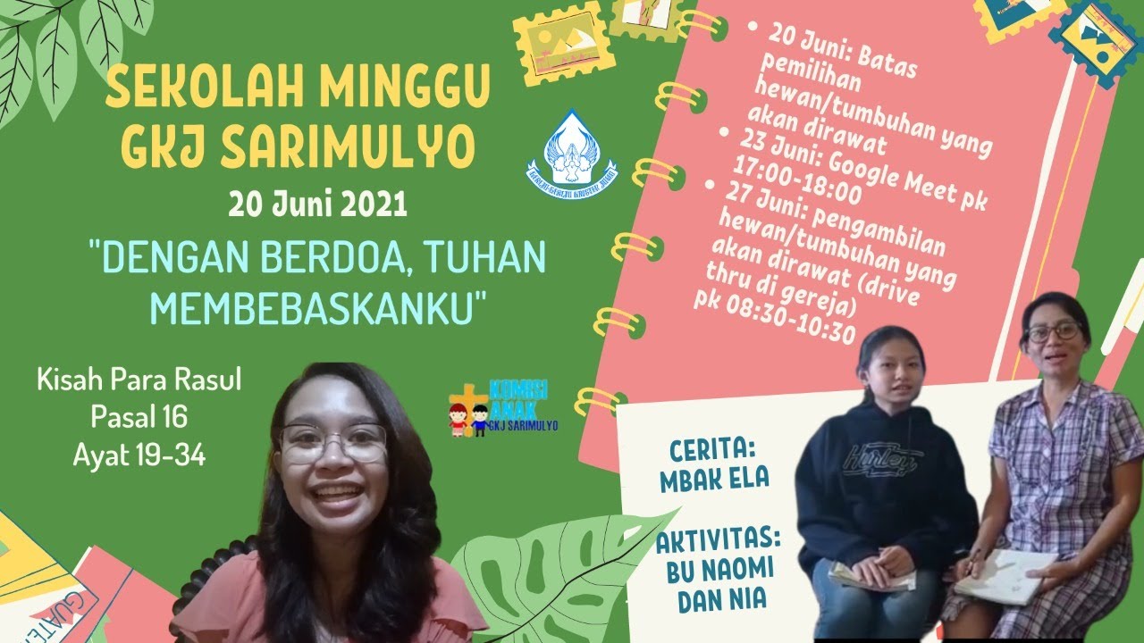 Video Ibadah Sekolah Minggu 20 Juni 2021 