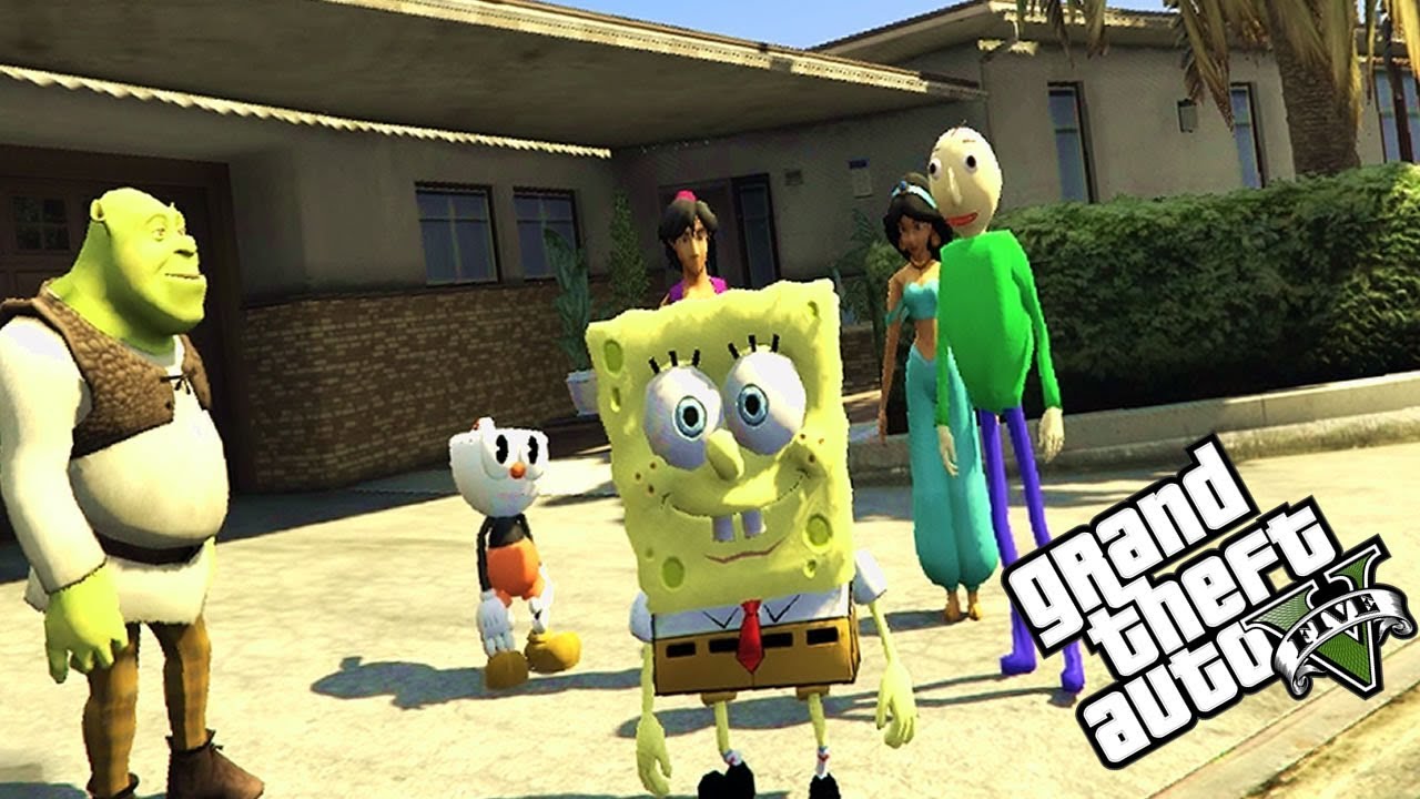 ALADDIN, CUPHEAD, BALDI E MAIS! | BoB Esponja no GTA V (MODS)