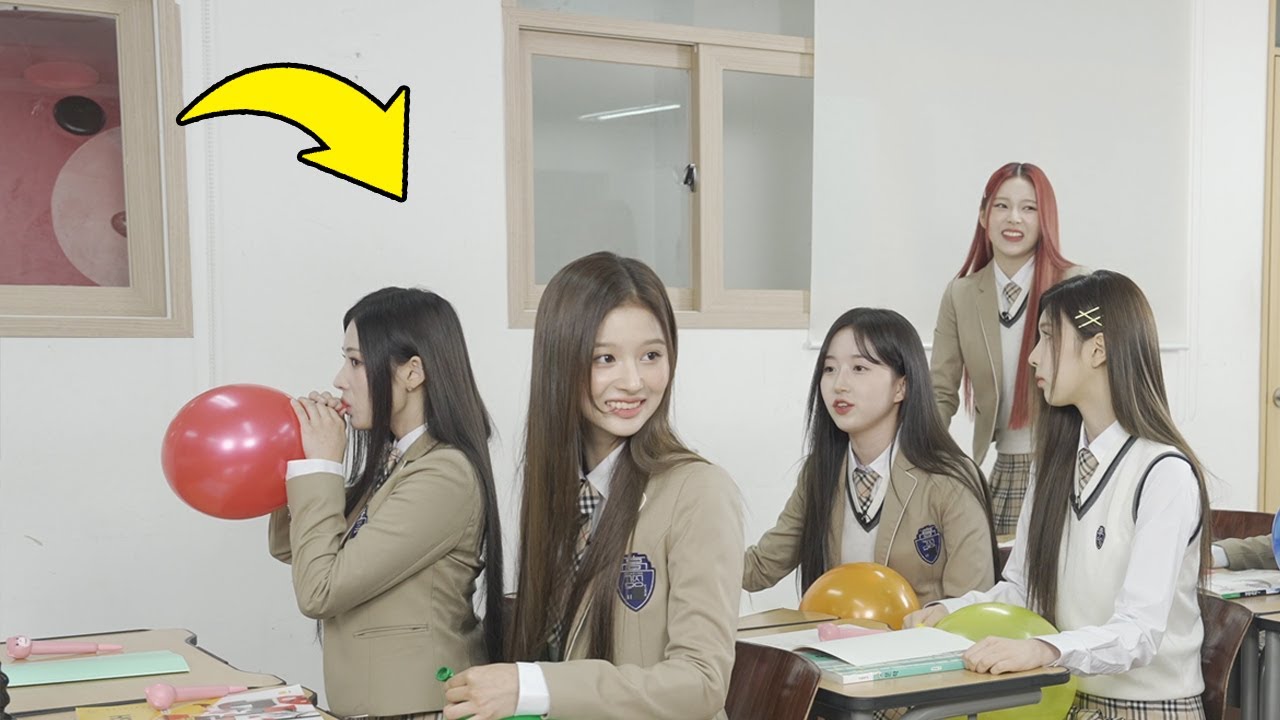 [SUB]Cute NMIXX voice after inhaling helium At high School (with Giant Bear Teacher)