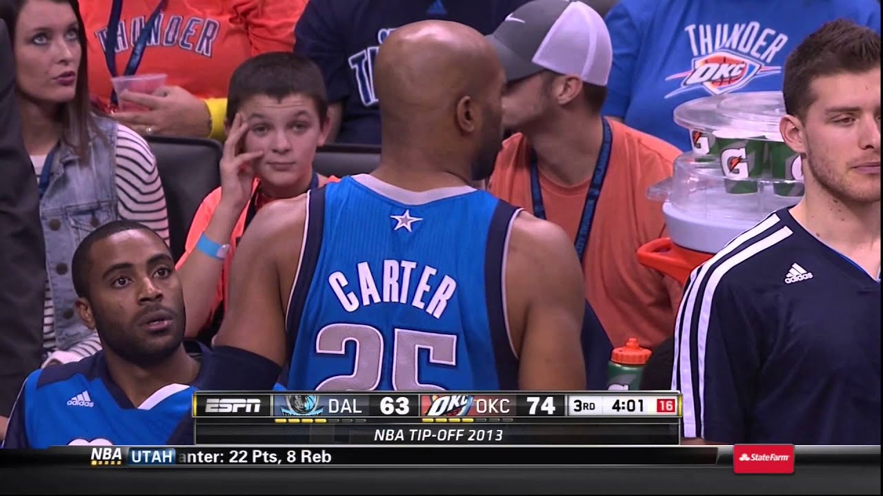 Vince Carter ejected elbow to Steven Adams