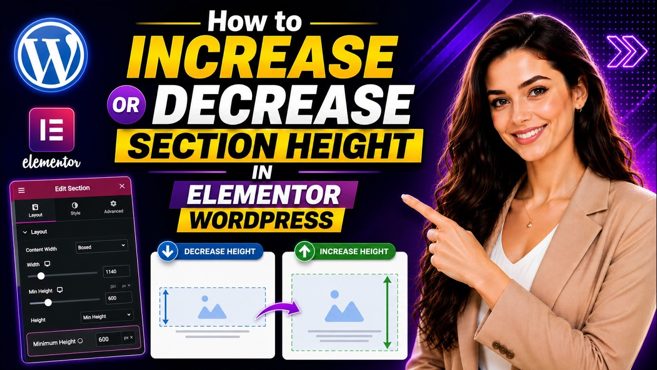 How to increase or decrease section height in elementor wordpress