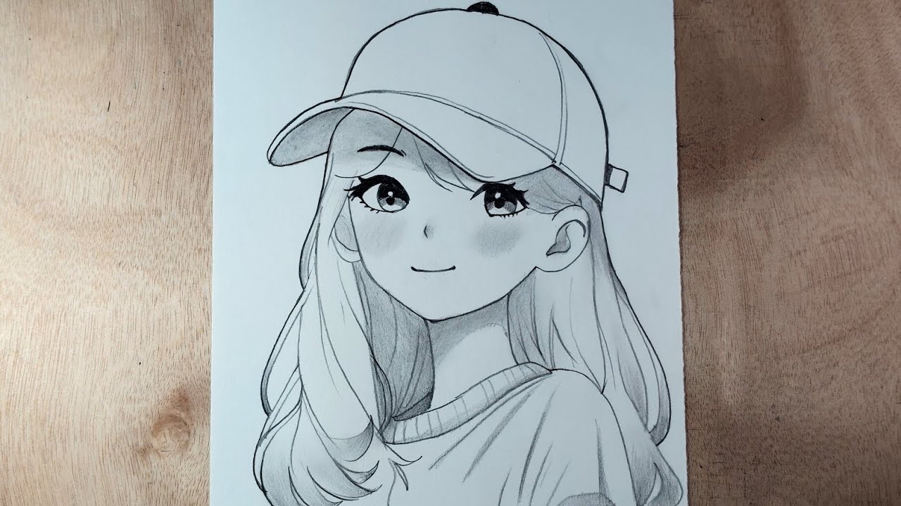 Drawing Cute Anime Girl with hat || Easy Anime Drawing 