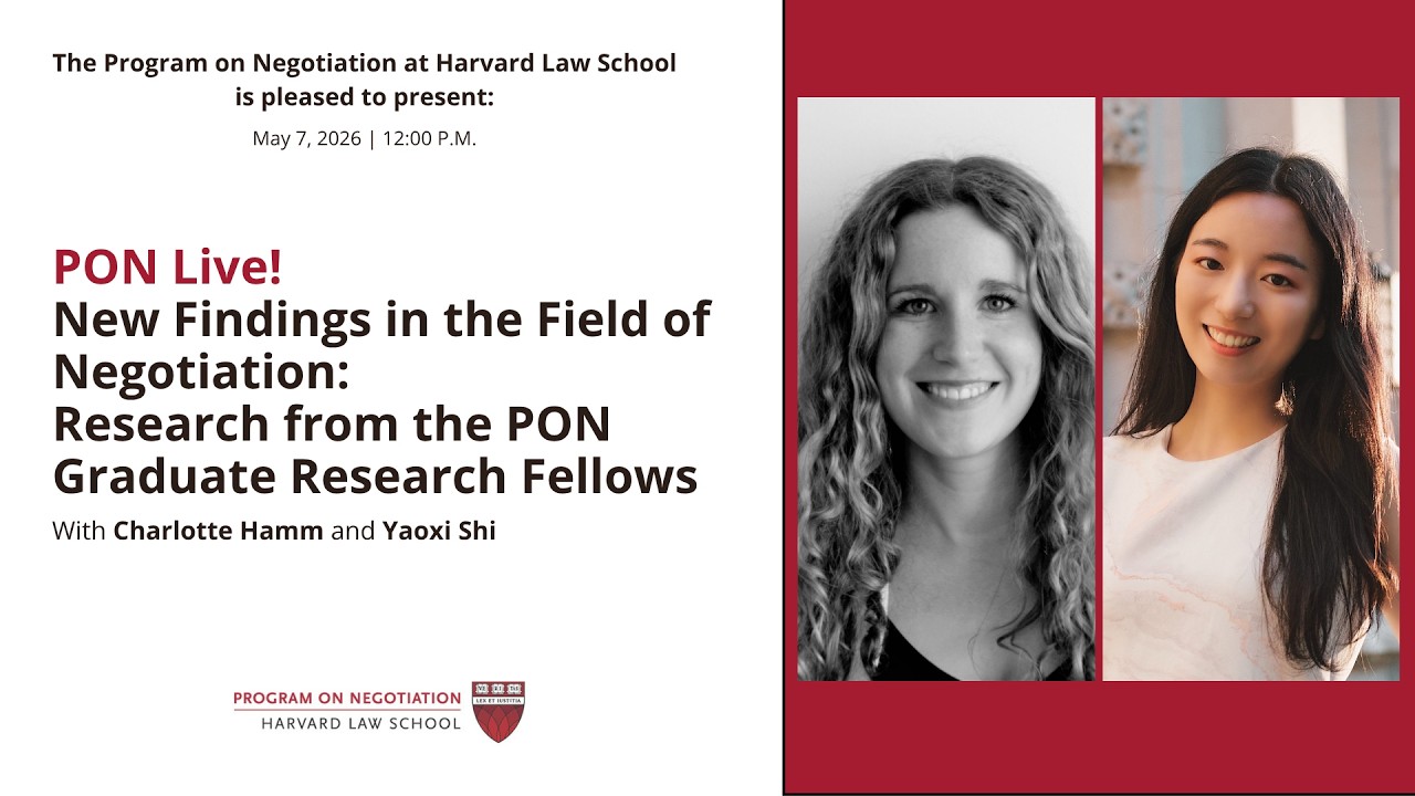 Graduate Research Fellowship: Negotiation Insights 2026 | PON