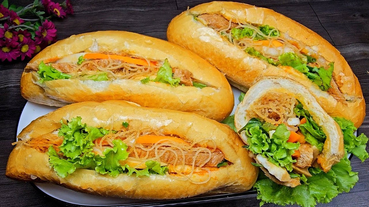 BÁNH MÌ CHAY - cách làm bánh mì bì thịt khìa chay nước sốt chang bánh mì ngon đậm đà