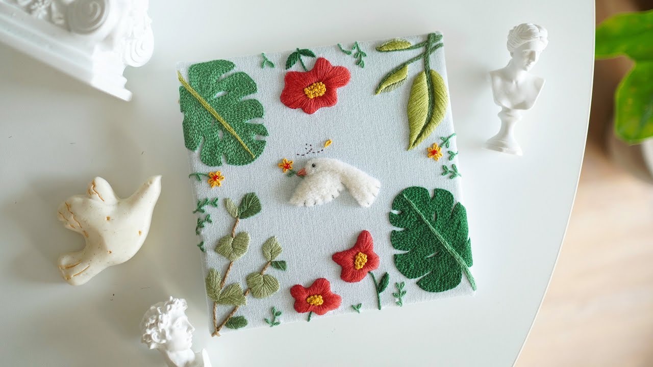 SUB) 정원 속의 새 2🕊, 프랑스 자수 A Bird in the Garden 2🕊, Hand Embroidery Tutorial