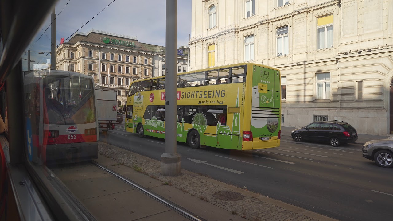 Austria, Vienna, tram D ride from Alfred-Adler-Straße to Schottentor