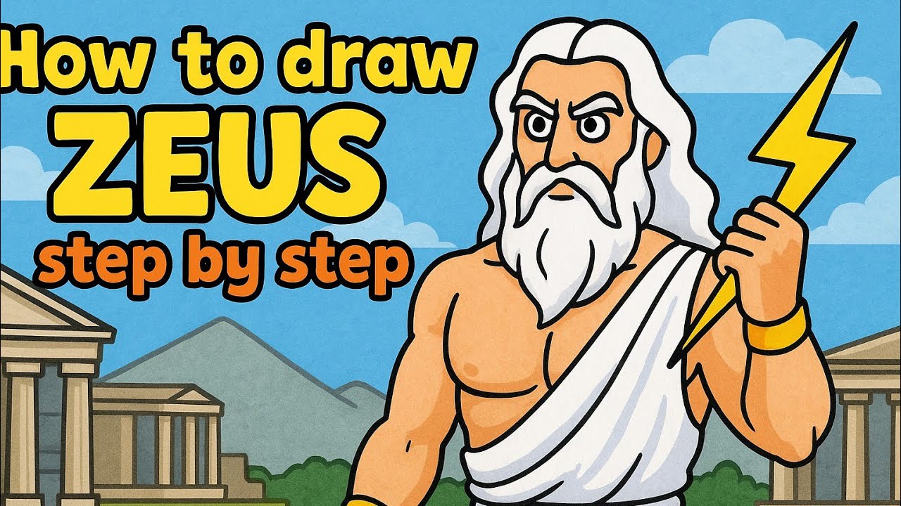 How To Draw and Color Cartoon Greek God Zeus