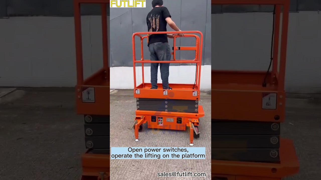Small Man Lift 3 9m Mini Scissor Lift Operation#machinery#manlift#constructionequipment #aeriallift