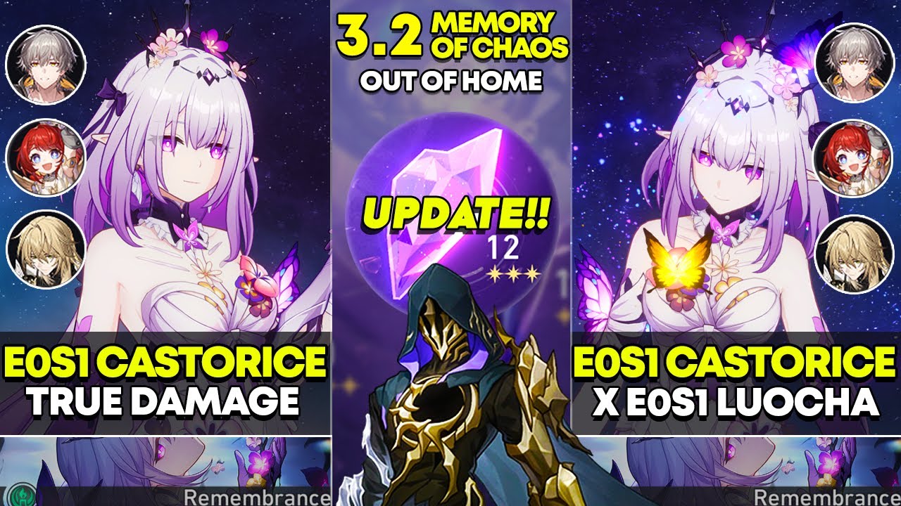 E0S1 Castorice True Damage & E0S1 Castorice x Luocha | Memory of Chaos 12 | Honkai Star Rail 3.2