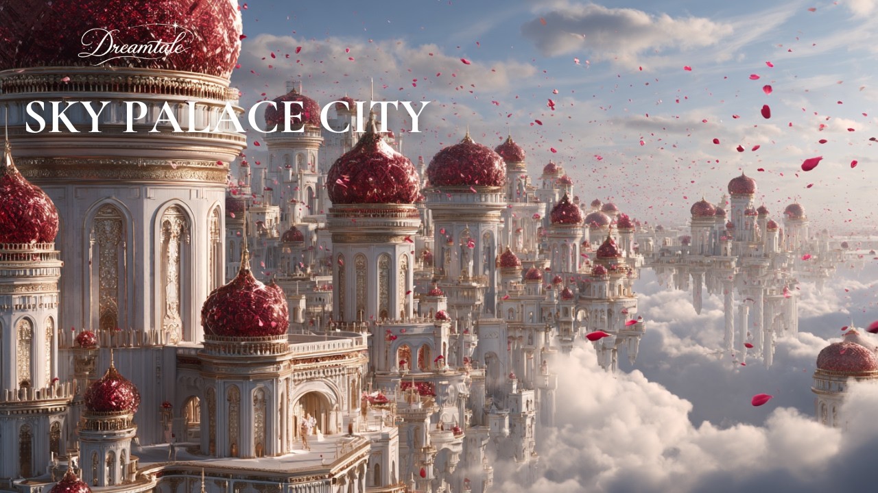 A Journey Through a Sky Palace City Where Petals Fall Forever｜ Cinematic Dreamscape