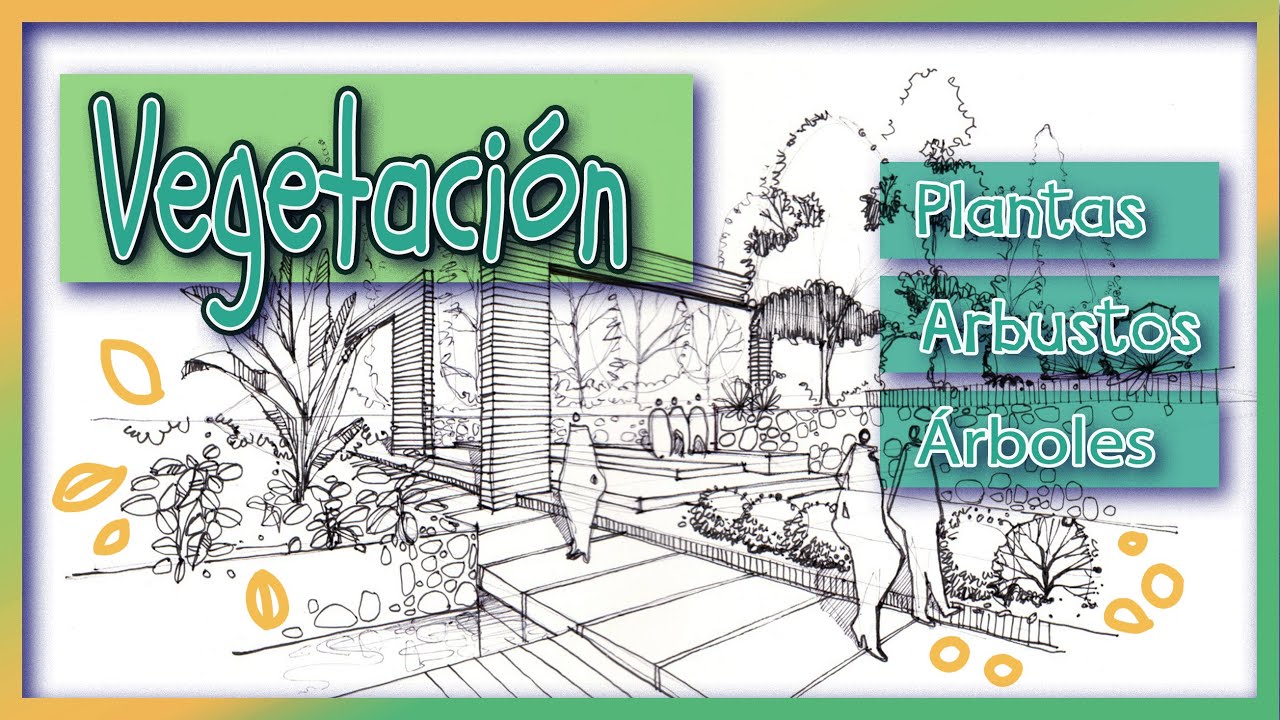 Vegetación aplicada en croquis de arquitectura