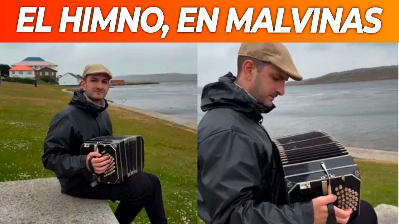 Piel de gallina: tocó el Himno Nacional en las Islas Malvinas