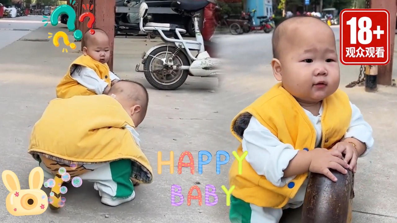 【超萌双胞胎】带两小只出去玩，各玩各的，看到啥都好奇🤣