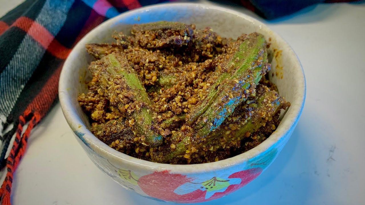 Stuffed Bhindi Recipe - Bharwa Bhindi - Stuffed Okra Fry - Lady's Finger Recipe - Bhindi Masala