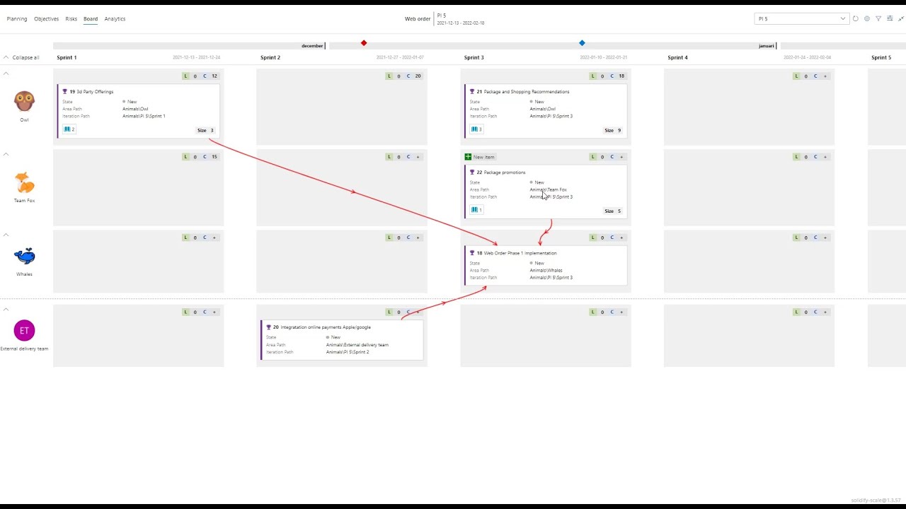 Using the Program board in @Scale - Azure DevOps extension with SAFe