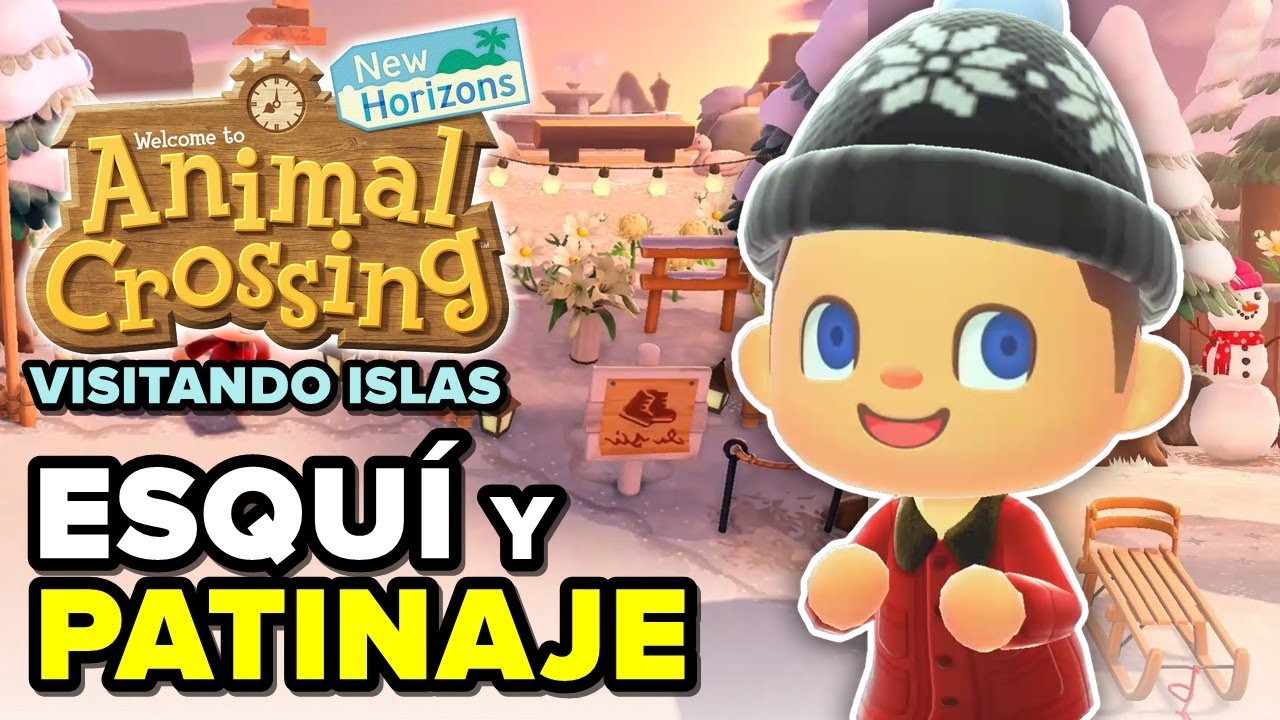 PISTA DE ESQUÍ Y PATINAJE SOBRE HIELO! VISITANDO ISLAS DE ANIMAL CROSSING NEW HORIZONS