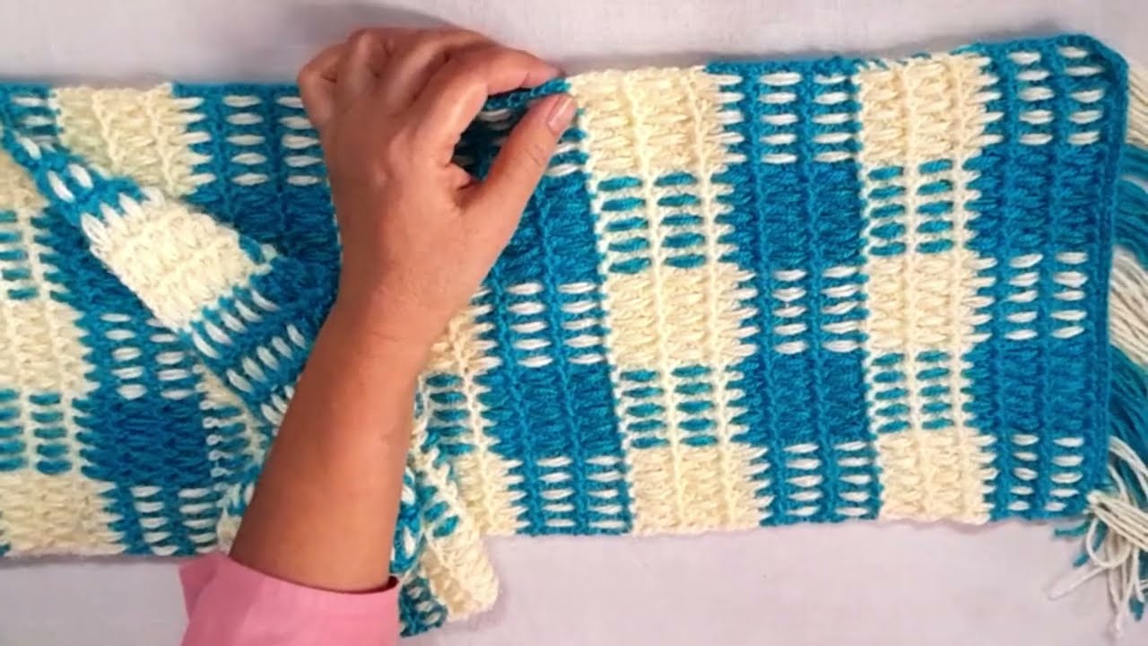 Crochet muffler in two colors.क्रोशिए से दोरंगा मफलर बनाना सीखिए