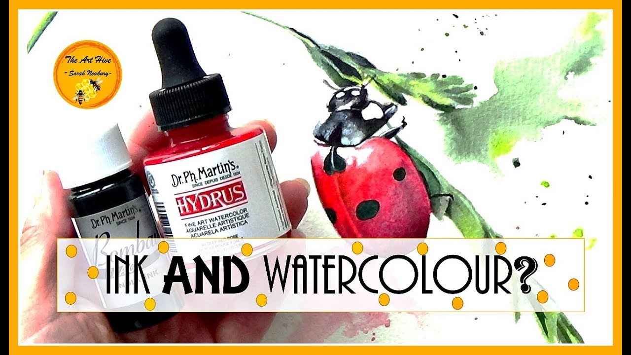 LADYBUG Painting with INK and WATERCOLOR | Dr pH Martins HYDRUS watercolor | BOMBAY INK