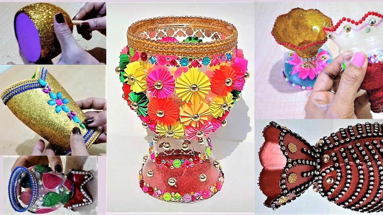 10 Beautiful Flower Vase For Home Decoration | Easy DIY with Plastic Bottle and Paper